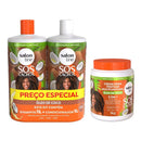 Kit Tratamento Profundo Litrão com Shampoo, Condicionador e Creme SOS Cachos Coco